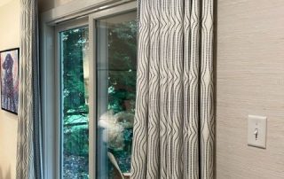 Display sliding door with curtains